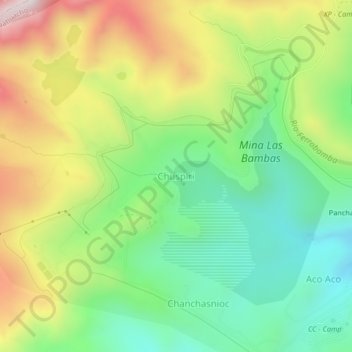 Mappa topografica Chuspiri, altitudine, rilievo