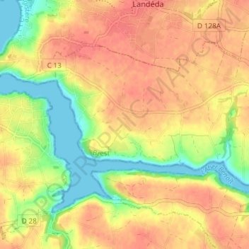 Mappa topografica Kerguisquin, altitudine, rilievo