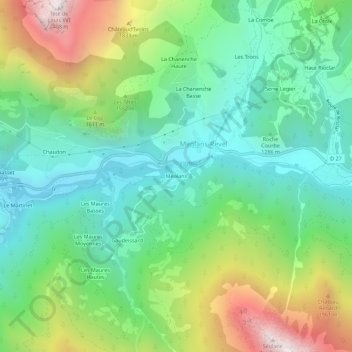 Mappa topografica Méolans, altitudine, rilievo