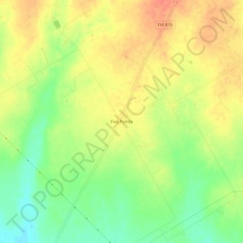 Mappa topografica Five Points, altitudine, rilievo