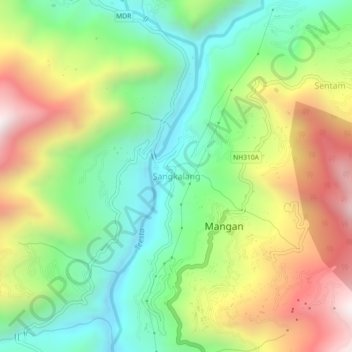 Mappa topografica Sangkalang, altitudine, rilievo