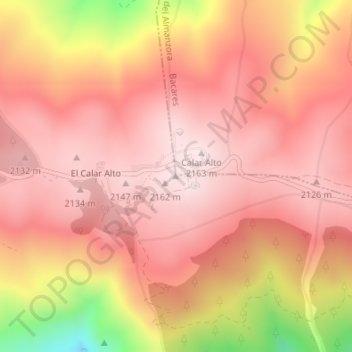 Mappa topografica Calar Alto, altitudine, rilievo