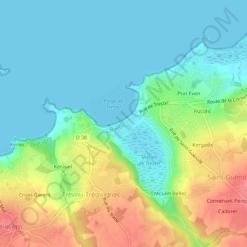 Mappa topografica Trestel, altitudine, rilievo