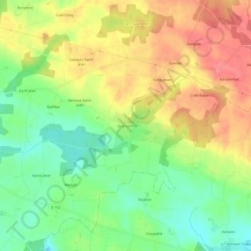Mappa topografica Guerzelin, altitudine, rilievo