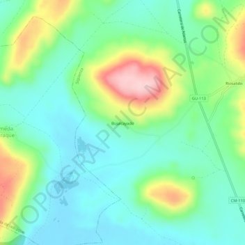 Mappa topografica Bujalcayado, altitudine, rilievo