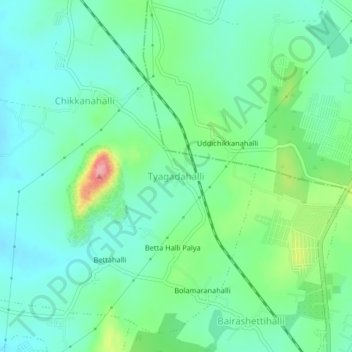 Mappa topografica Tyagadahalli, altitudine, rilievo