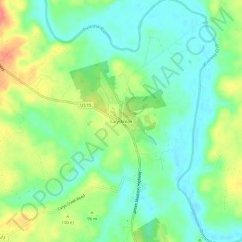Mappa topografica Carysbrook, altitudine, rilievo
