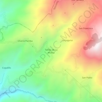 Mappa topografica Tablas de La Alsacia, altitudine, rilievo