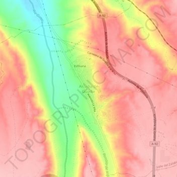Mappa topografica Alcudia de Guadix, altitudine, rilievo