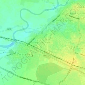 Mappa topografica Mulasagaram, altitudine, rilievo