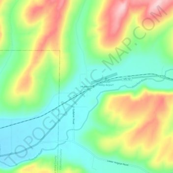 Mappa topografica Huntsville, altitudine, rilievo