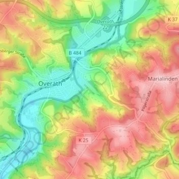 Mappa topografica Wasser, altitudine, rilievo