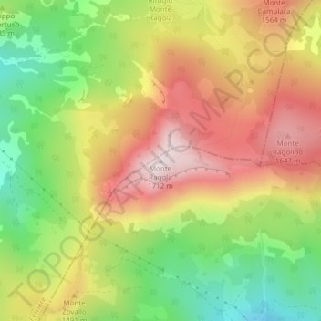 Mappa topografica Monte Ragola, altitudine, rilievo