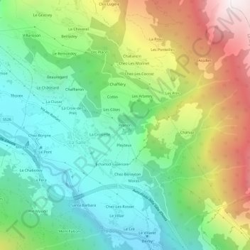 Mappa topografica Prarion, altitudine, rilievo
