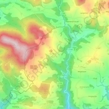 Mappa topografica Gulling, altitudine, rilievo