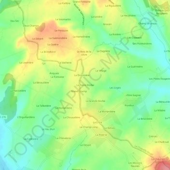 Mappa topografica La Petite Roche, altitudine, rilievo