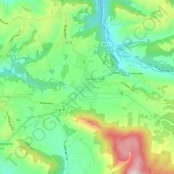 Mappa topografica Osteria Nuova, altitudine, rilievo