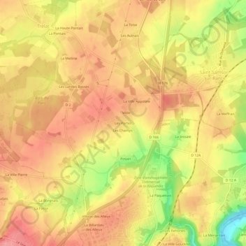 Mappa topografica Les Portes, altitudine, rilievo