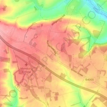 Mappa topografica Lambourn Woodlands, altitudine, rilievo