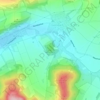 Mappa topografica Hüneburg, altitudine, rilievo