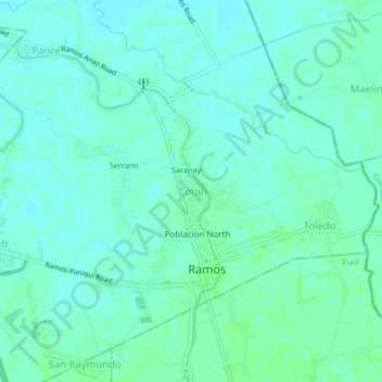 Mappa topografica Coral, altitudine, rilievo