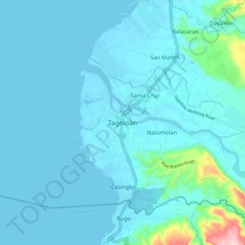 Mappa topografica Tagoloan, altitudine, rilievo
