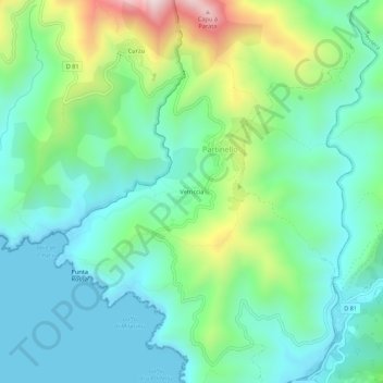 Mappa topografica Vetriccia, altitudine, rilievo