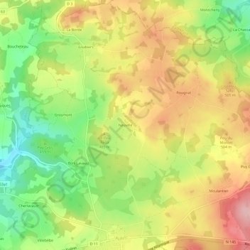 Mappa topografica Neuville, altitudine, rilievo