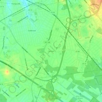 Mappa topografica Carman, altitudine, rilievo