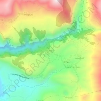Mappa topografica Voreio, altitudine, rilievo