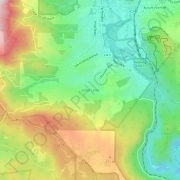 Mappa topografica Forest Lakes, altitudine, rilievo