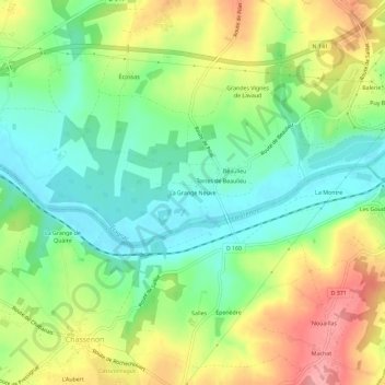Mappa topografica La Grange Neuve, altitudine, rilievo
