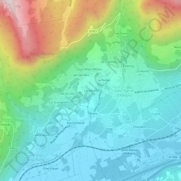 Mappa topografica Les Allues, altitudine, rilievo
