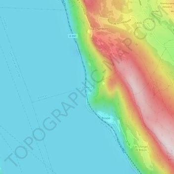 Mappa topografica Challière, altitudine, rilievo