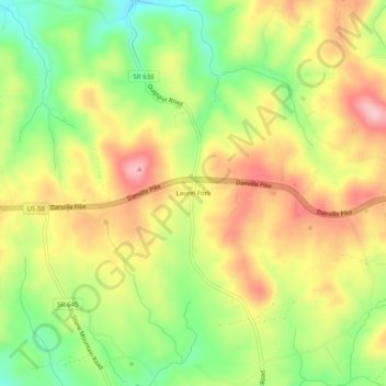 Mappa topografica Laurel Fork, altitudine, rilievo