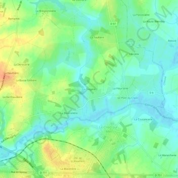 Mappa topografica La Tingère, altitudine, rilievo