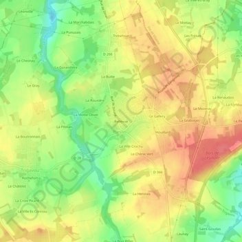 Mappa topografica Bellevue, altitudine, rilievo