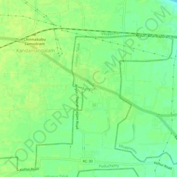 Mappa topografica Ariyur, altitudine, rilievo