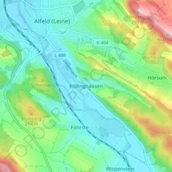 Mappa topografica Röllinghausen, altitudine, rilievo