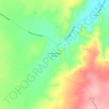 Mappa topografica Coyote Springs, altitudine, rilievo