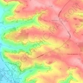 Mappa topografica Brescon, altitudine, rilievo