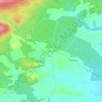 Mappa topografica Forest Hill, altitudine, rilievo