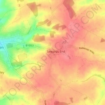 Mappa topografica Sewards End, altitudine, rilievo
