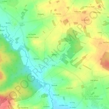 Mappa topografica Rohello, altitudine, rilievo