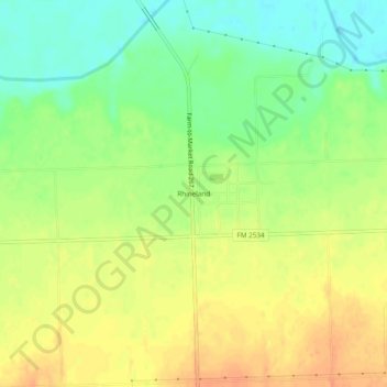 Mappa topografica Rhineland, altitudine, rilievo