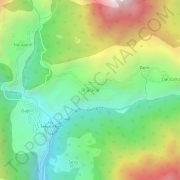 Mappa topografica Bhankoli, altitudine, rilievo