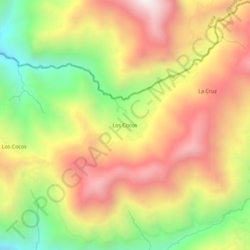 Mappa topografica Los Cocos, altitudine, rilievo