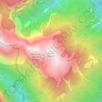 Mappa topografica Nono, altitudine, rilievo