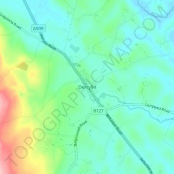 Mappa topografica Derrylin, altitudine, rilievo