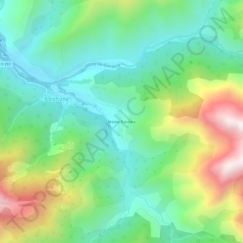 Mappa topografica Monte-Estreino, altitudine, rilievo